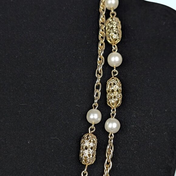 Vintage Sarah Cov Faux Pearl Rope Chain Necklace - Picture 3 of 5